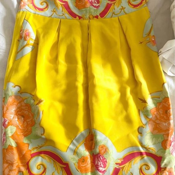Beautiful Vintage Silk Lemon Yellow Floral 2 Piece Co-ord Set - Picture 5 of 9